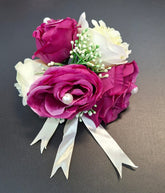 Clame capete trandafiri ivoiry si mov artificiali12/set